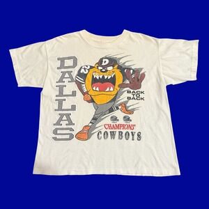 Dallas Cowboys Vintage 90s Looney Tunes Taz Super Bowl Champions NFL‎ T Shirt L